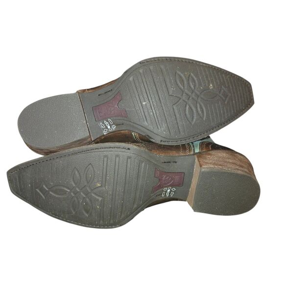 Ariat Zealous 10015347 Teal & Brown Overlay Snip Toe Women's Western Boots Sz 9B - Picture 8 of 12